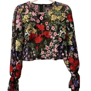 AKIRA Embroidered Sheer Blouse L Dark Romance Whimsigoth Date Night Floral